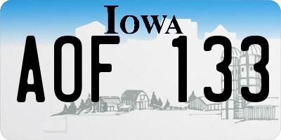 IA license plate AOF133