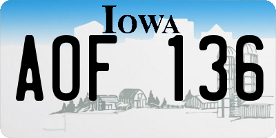 IA license plate AOF136