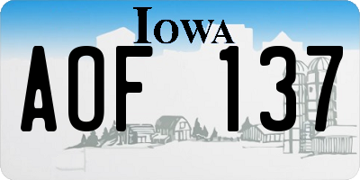 IA license plate AOF137