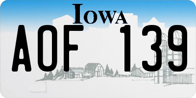 IA license plate AOF139