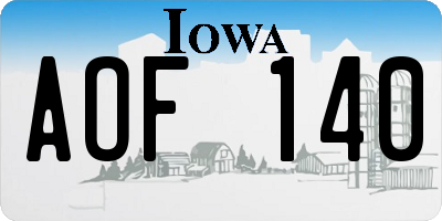 IA license plate AOF140