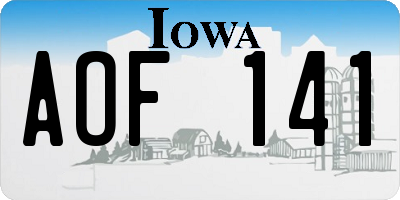 IA license plate AOF141