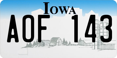 IA license plate AOF143