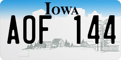 IA license plate AOF144