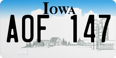 IA license plate AOF147