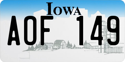 IA license plate AOF149