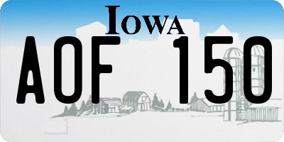 IA license plate AOF150