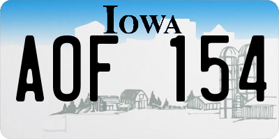 IA license plate AOF154