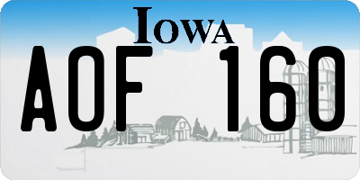 IA license plate AOF160