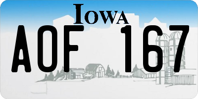 IA license plate AOF167