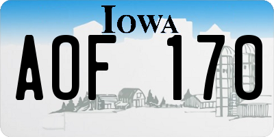 IA license plate AOF170