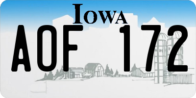 IA license plate AOF172