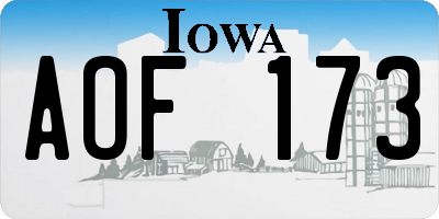 IA license plate AOF173