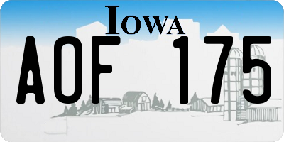 IA license plate AOF175