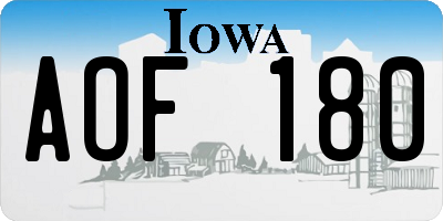 IA license plate AOF180