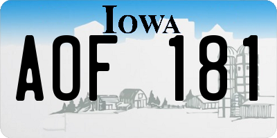 IA license plate AOF181
