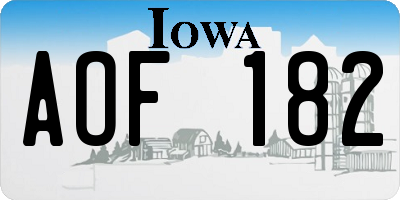 IA license plate AOF182