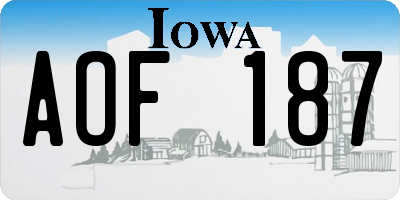 IA license plate AOF187