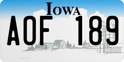 IA license plate AOF189