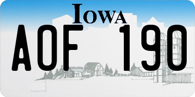 IA license plate AOF190