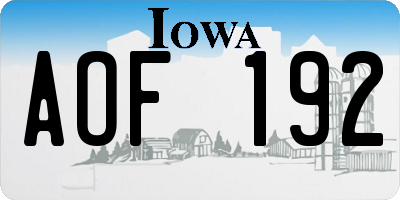 IA license plate AOF192