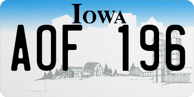 IA license plate AOF196