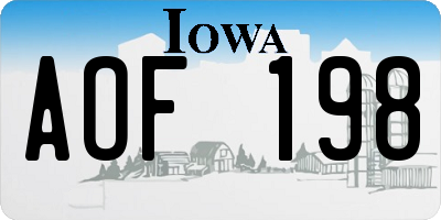 IA license plate AOF198