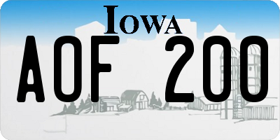 IA license plate AOF200