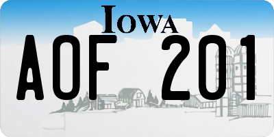 IA license plate AOF201