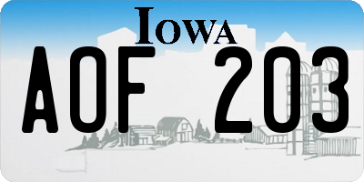 IA license plate AOF203