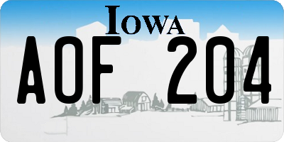IA license plate AOF204