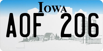 IA license plate AOF206
