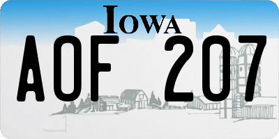 IA license plate AOF207