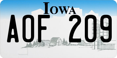IA license plate AOF209