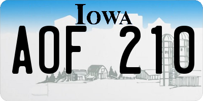 IA license plate AOF210
