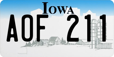 IA license plate AOF211