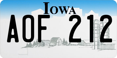 IA license plate AOF212
