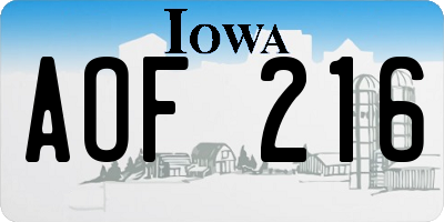 IA license plate AOF216