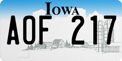 IA license plate AOF217