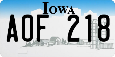 IA license plate AOF218