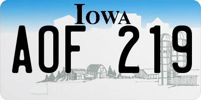 IA license plate AOF219