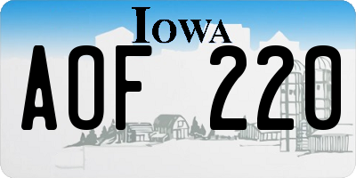 IA license plate AOF220