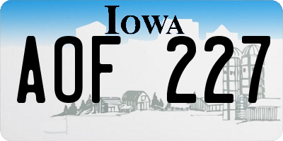 IA license plate AOF227
