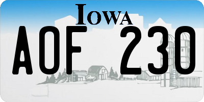 IA license plate AOF230