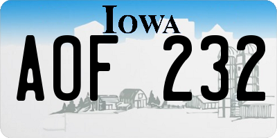 IA license plate AOF232