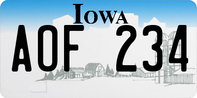 IA license plate AOF234
