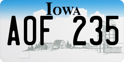 IA license plate AOF235