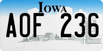 IA license plate AOF236