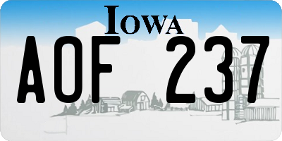 IA license plate AOF237