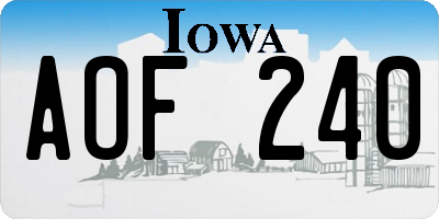IA license plate AOF240